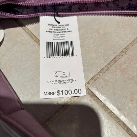 NEW Vera Bradley Disney Beauty & the Beast Frannie Crescent Crossbody – Belle - Picture 7 of 8